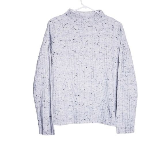 Old Navy Gray Speckled Ribbed Mock Neck Pullover Sweater Women's Size Medium NWT - Picture 2 of 8